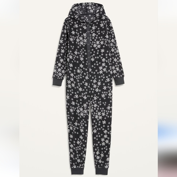 Old navy Microfleece Hooded One-Piece Pajamas - Picture 1 of 5
